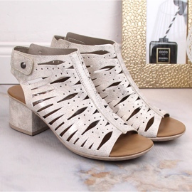 Comfortable sandals with openwork heels Rieker 64676-60 silver 2