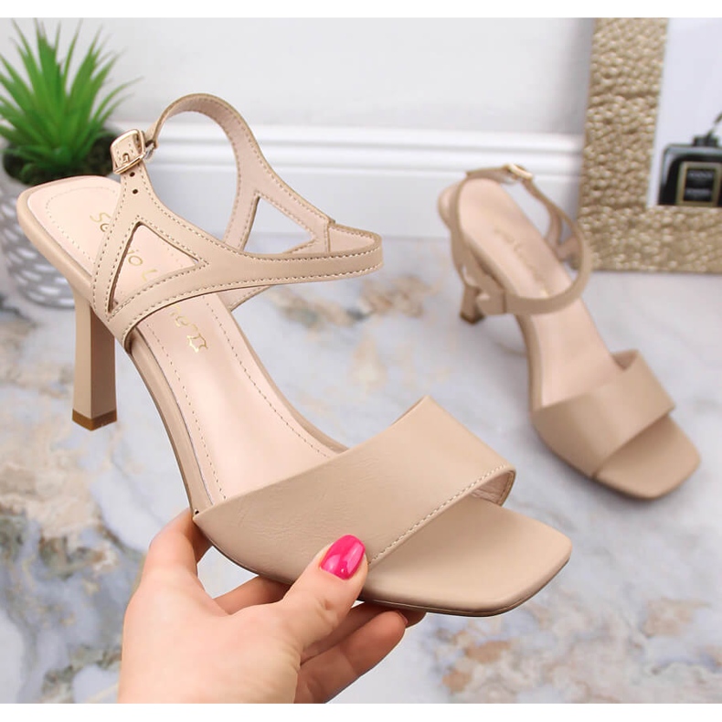 Women's beige pin sandals Sergio Leone SK902 1 Women's beige pin sandals Sergio Leone SK902 1