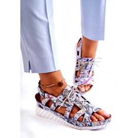 Maciejka Women's Leather Sandals With Velcro 05375-06 Blue 3 Maciejka Women's Leather Sandals With Velcro 05375-06 Blue 3