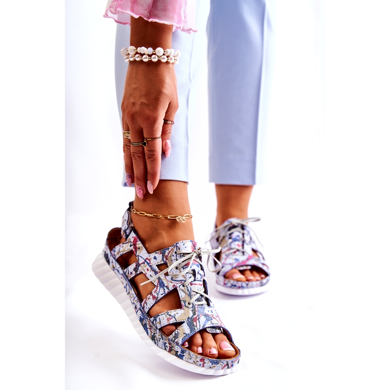 Maciejka Women's Leather Sandals With Velcro 05375-06 Blue 1 Maciejka Women's Leather Sandals With Velcro 05375-06 Blue 1