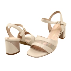 Elegant sandals on the post Sergio Leone SK897 Beige 5