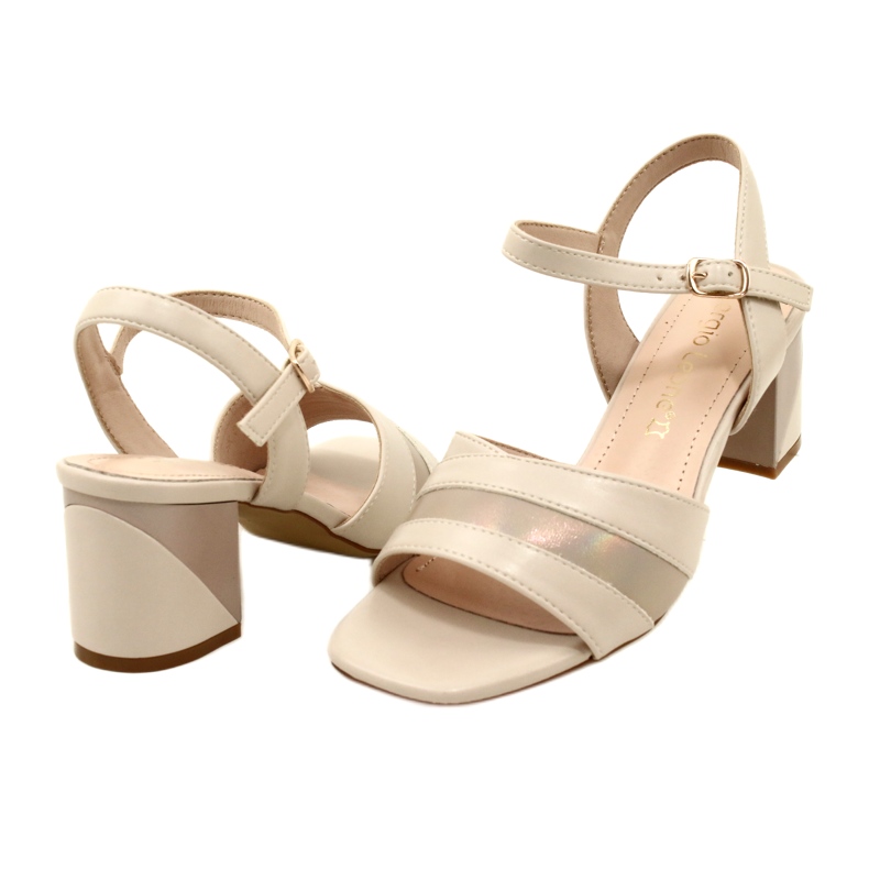 Elegant sandals on the post Sergio Leone SK897 Beige 5