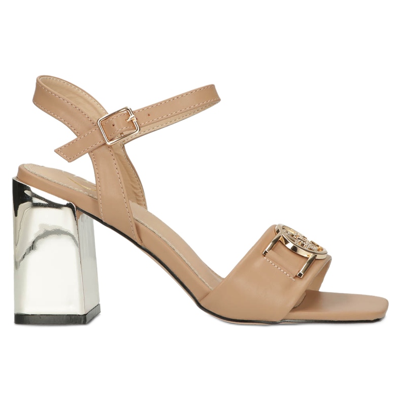Filippo Women's sandals on a golden post with an ornament DS4502 Beige 6