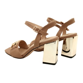 Filippo Women's sandals on a golden post with an ornament DS4502 Beige 4