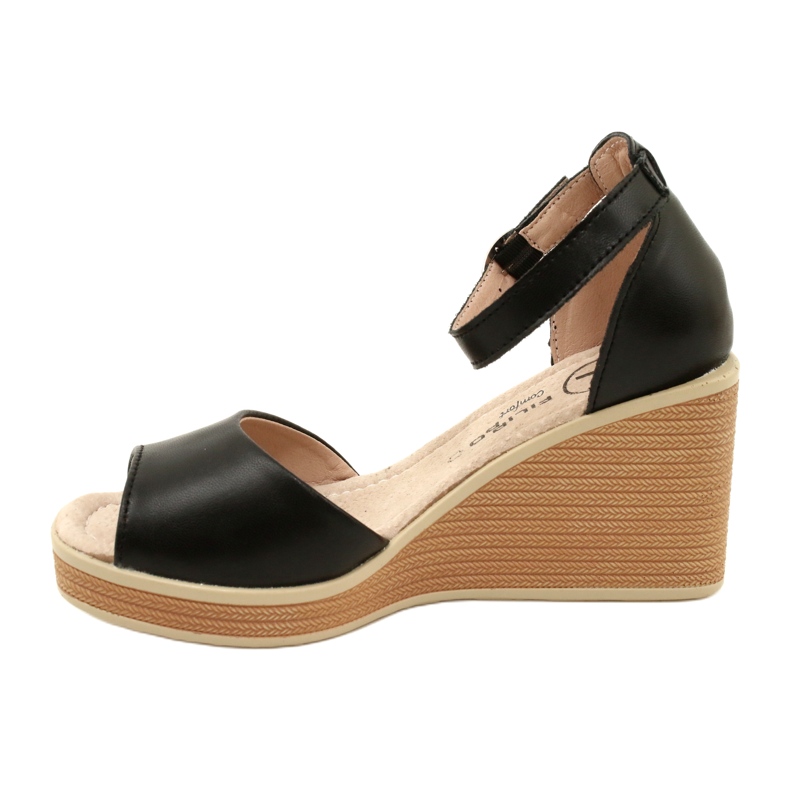 Filippo DS4507 BK Leather Wedge Sandals Black 2