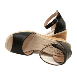 Filippo DS4507 BK Leather Wedge Sandals Black 5