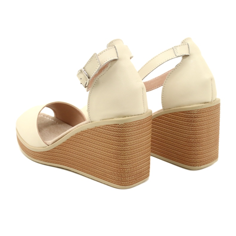 Filippo DS4507 BE Leather Wedge Sandals, Beige 4