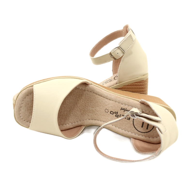 Filippo DS4507 BE Leather Wedge Sandals, Beige 5