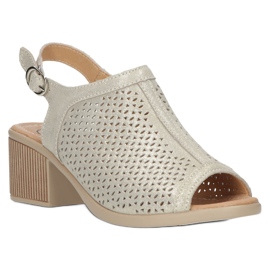 Beige/gold Filippo Openwork Leather Sandals DS4475 golden 3