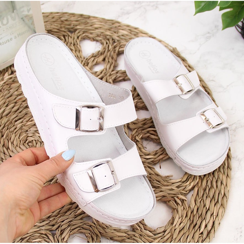 White leather sanitary slippers for women Helios 288 2 White leather sanitary slippers for women Helios 288 2