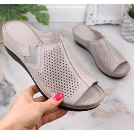 Women's leather wedge sandals with elastic T.Sokolski L22-518 beige 1
