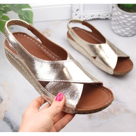 Women's patent leather slip-on sandals gold T.Sokolski L22-1001 golden 1