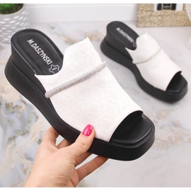 M. DASZYŃSKI Women's wedge sandals white M.Daszyński SA209-2 1