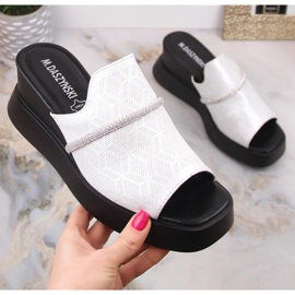 M. DASZYŃSKI Women's silver wedge sandals M.Daszyński SA209-2 1