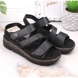 Comfortable women's sandals on a black Velcro platform Rieker V2301-00 2 Comfortable women's sandals on a black Velcro platform Rieker V2301-00 2