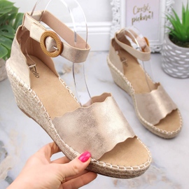 Women's espadrilles gold eVento 5425 wedge sandals golden 1 Women's espadrilles gold eVento 5425 wedge sandals golden 1