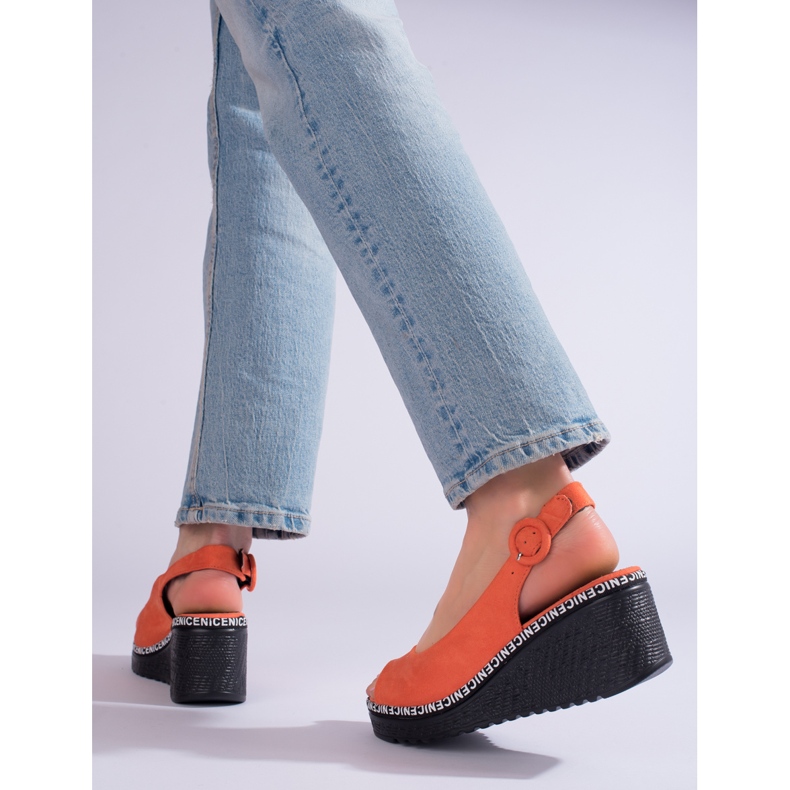 Orange wedge sandals from Shelovet 1