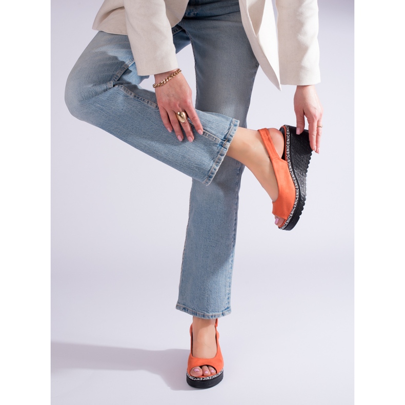 Orange wedge sandals from Shelovet 2