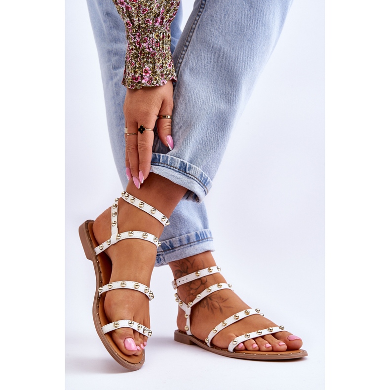 PG1 Women's Sandals With Decorative Studs White Dorothy 2