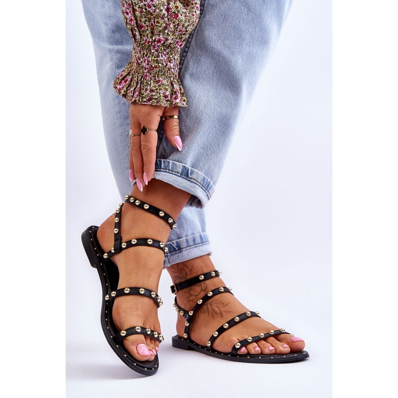 PG1 Women's Sandals With Decorative Studs Black Dorothy 2