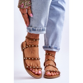 PG1 Women's Sandals With Decorative Studs Brown Dorothy 1