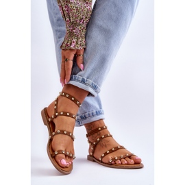 PG1 Women's Sandals With Decorative Studs Brown Dorothy 2