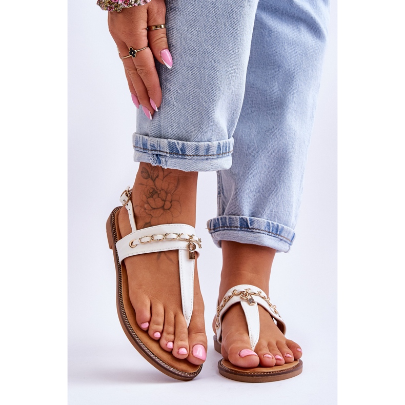 PG1 Women's Sandals With Chain White Jessica 1 PG1 Women's Sandals With Chain White Jessica 1