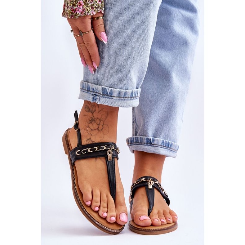 Women's Sandals With Chain Black Jessica 1