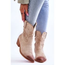 PG1 Klaira Beige Suede Cowboy Boots 1