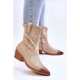 PG1 Klaira Beige Suede Cowboy Boots 2
