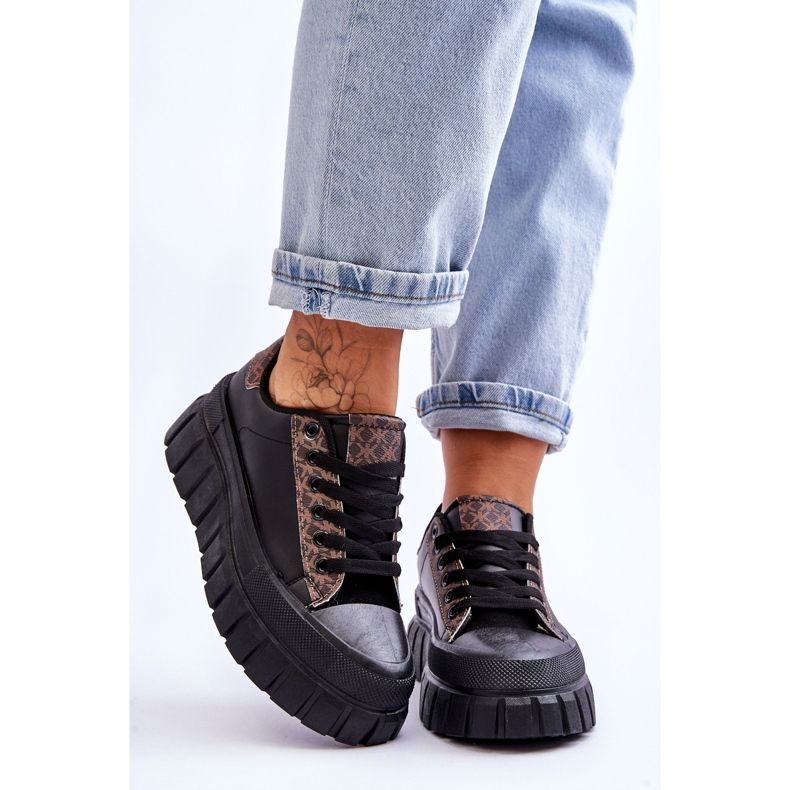 PG1 Women's Leather Platform Sneakers Black Alison 1 PG1 Women's Leather Platform Sneakers Black Alison 1