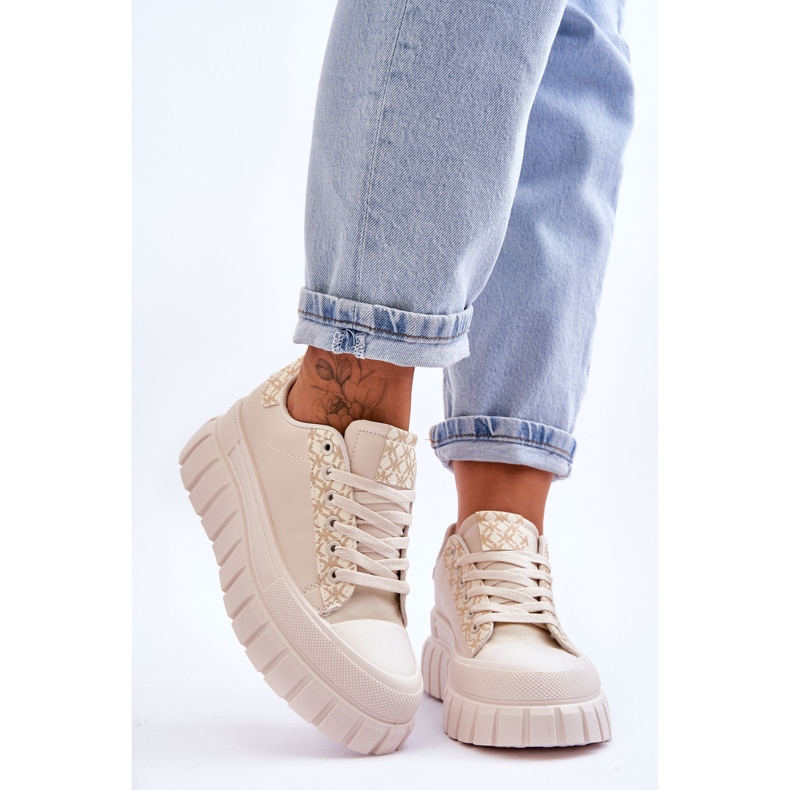 PG1 Women's Leather Platform Sneakers Beige Alison 1 PG1 Women's Leather Platform Sneakers Beige Alison 1