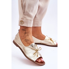Women's leather ballerinas Zazoo 2660/007 gold golden 2