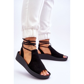 Suede Wedge Sandals Nicole 2743/002 Black 2