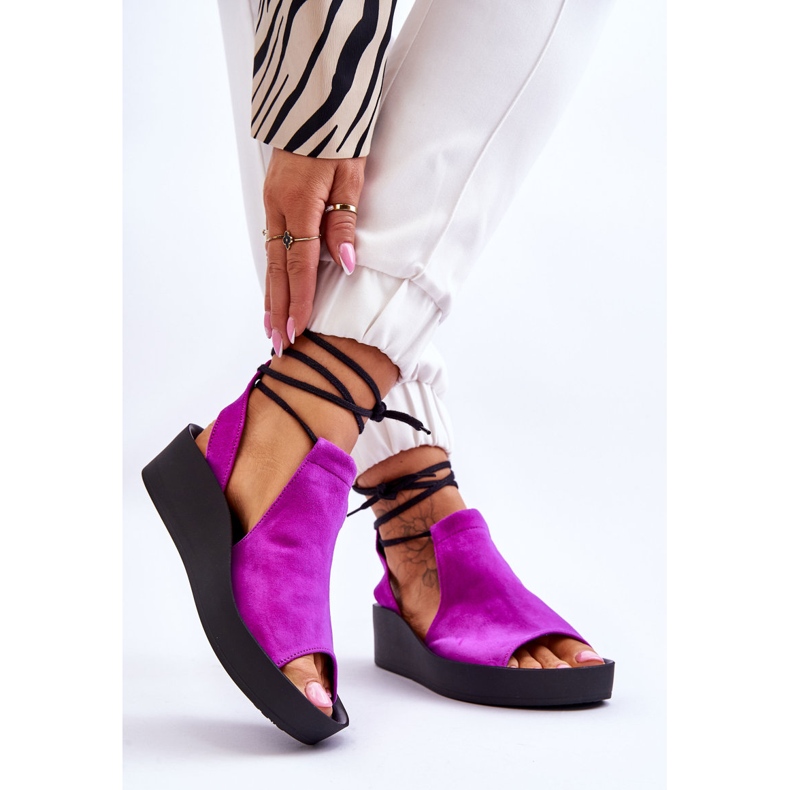 Suede Wedge Sandals Nicole 2743/067 Fuchsia pink 2