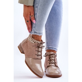 Leather Lace-Up Boots Maciejka 05953-04 Beige 1