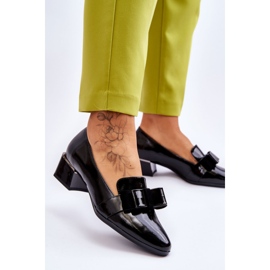 Vinceza Fashionable Patent Leather Pumps With A Decorative Bow Shira Black 2