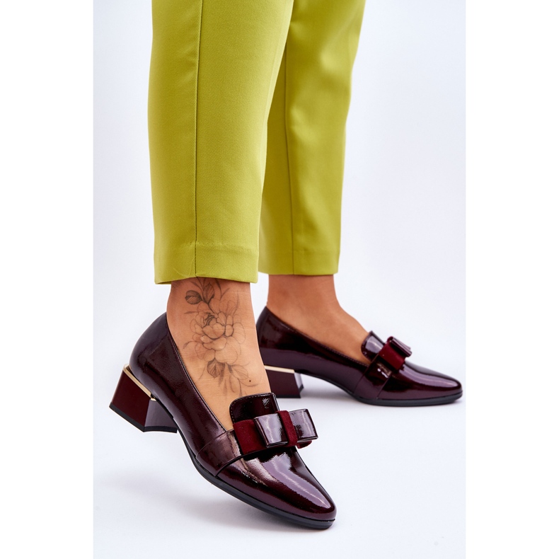 Vinceza Fashionable lacquered pumps with a decorative bow burgundy Shira 2 Vinceza Fashionable lacquered pumps with a decorative bow burgundy Shira 2