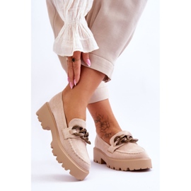 Suede Women's Moccasins S.Barski HX52-222 Beige 2