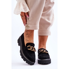 Suede Women's Moccasins S.Barski HX52-222 Black 1