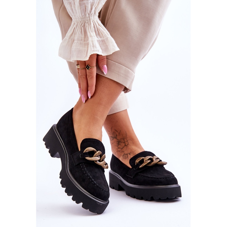 Suede Women's Moccasins S.Barski HX52-222 Black 2