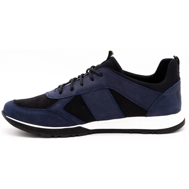 Polbut Men's casual leather shoes 2111P navy blue 2