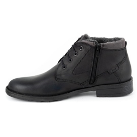 Polbut Men's winter leather boots C16S black with gray grey 2