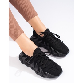 Women's Shelovet black fabric sneakers 1
