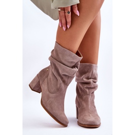 Maciejka Suede Slip-On Boots 06005-10 Dark Beige 1