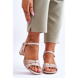 Sergio Leone SK898 Low Heel Sandals Beige 1