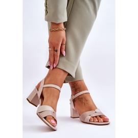 Sergio Leone SK898 Low Heel Sandals Beige 2