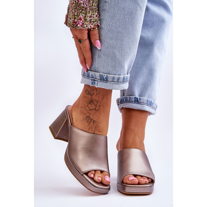 Fashionable Sergio Leone High Heel Slippers KL322 Dark Silver 1 Fashionable Sergio Leone High Heel Slippers KL322 Dark Silver 1