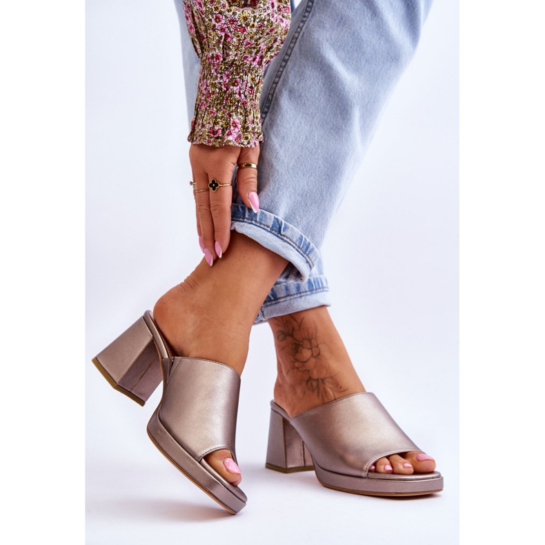 Fashionable Sergio Leone High Heel Slippers KL322 Dark Silver 2 Fashionable Sergio Leone High Heel Slippers KL322 Dark Silver 2