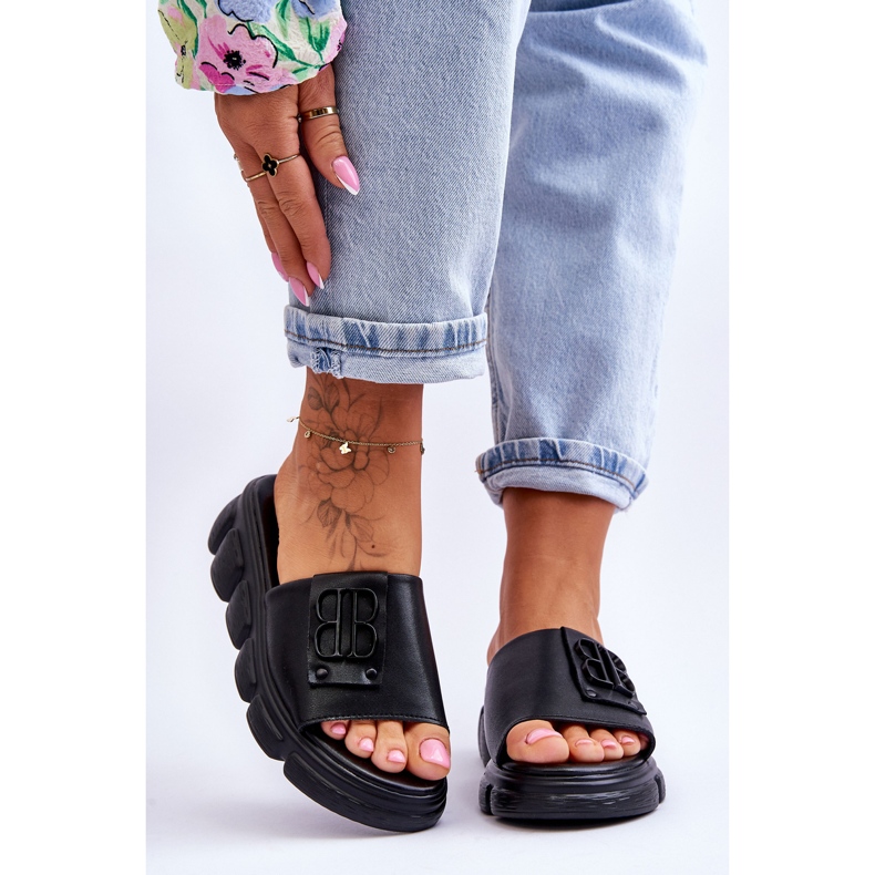 Vinceza Women's Platform Slippers With Decoration Black Monroe 1 Vinceza Women's Platform Slippers With Decoration Black Monroe 1